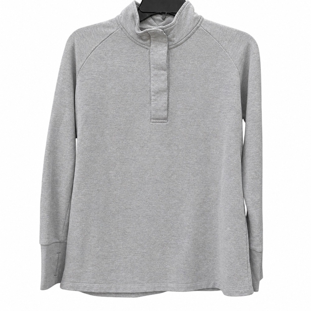 Free Fly Womens Medium Bamboo Fleece Snap Neck Pullover Gray Athleisure Neutral